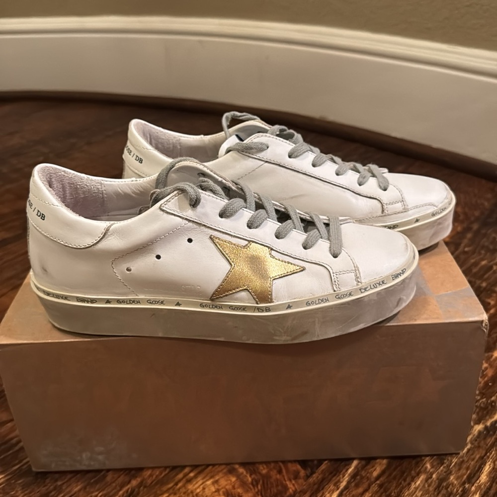 Golden Goose Hi Star ⭐️ White & Gold Size 6/36 - Picture 6 of 9